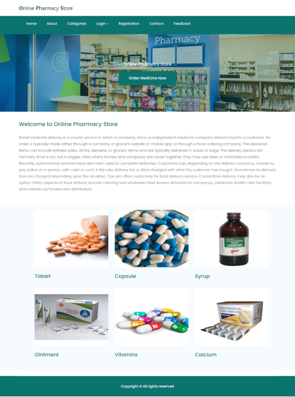 Online Pharmacy Store Report Synopsis Source Code