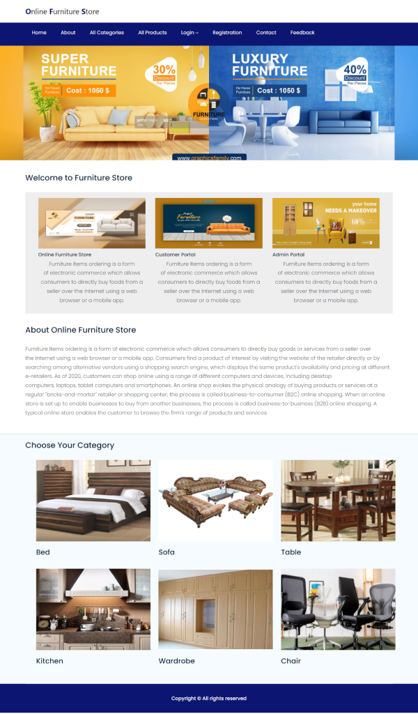 Online Furniture Store Report Synopsis Source Code