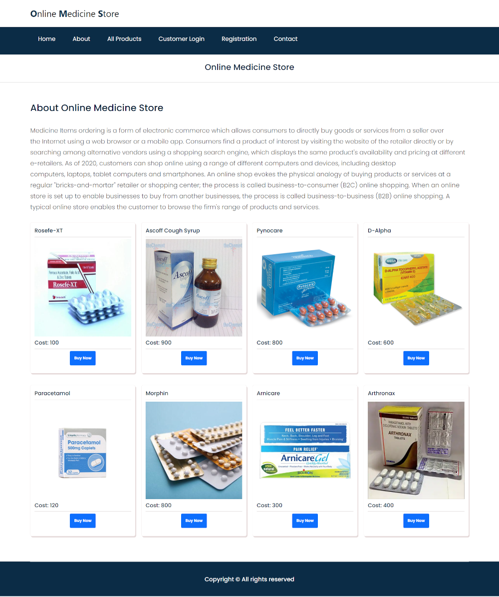 Online Medicine Store- Java Spring Boot Angular Eureka Project