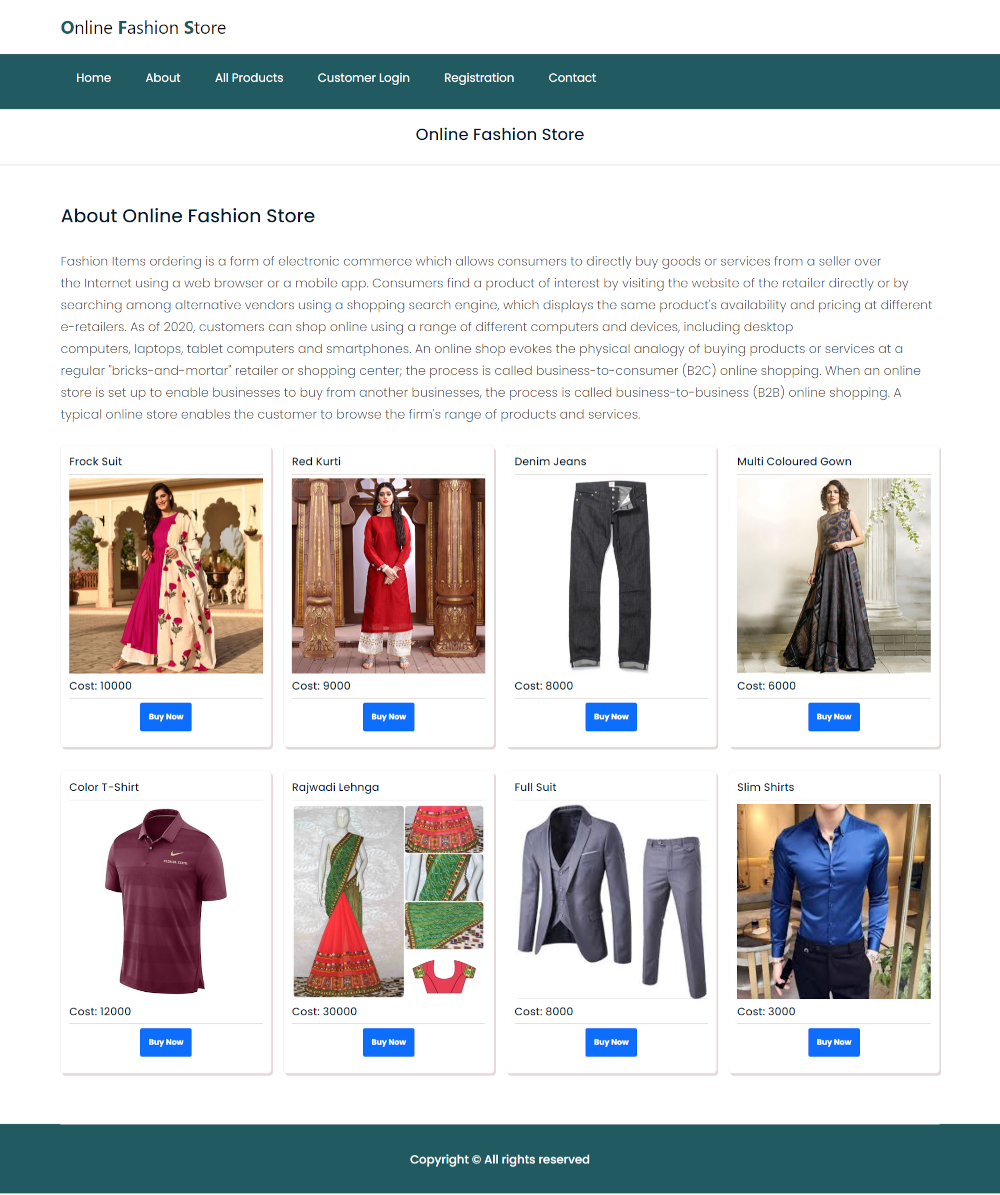 Online Fashion Store- Java Spring Boot Angular Eureka Project