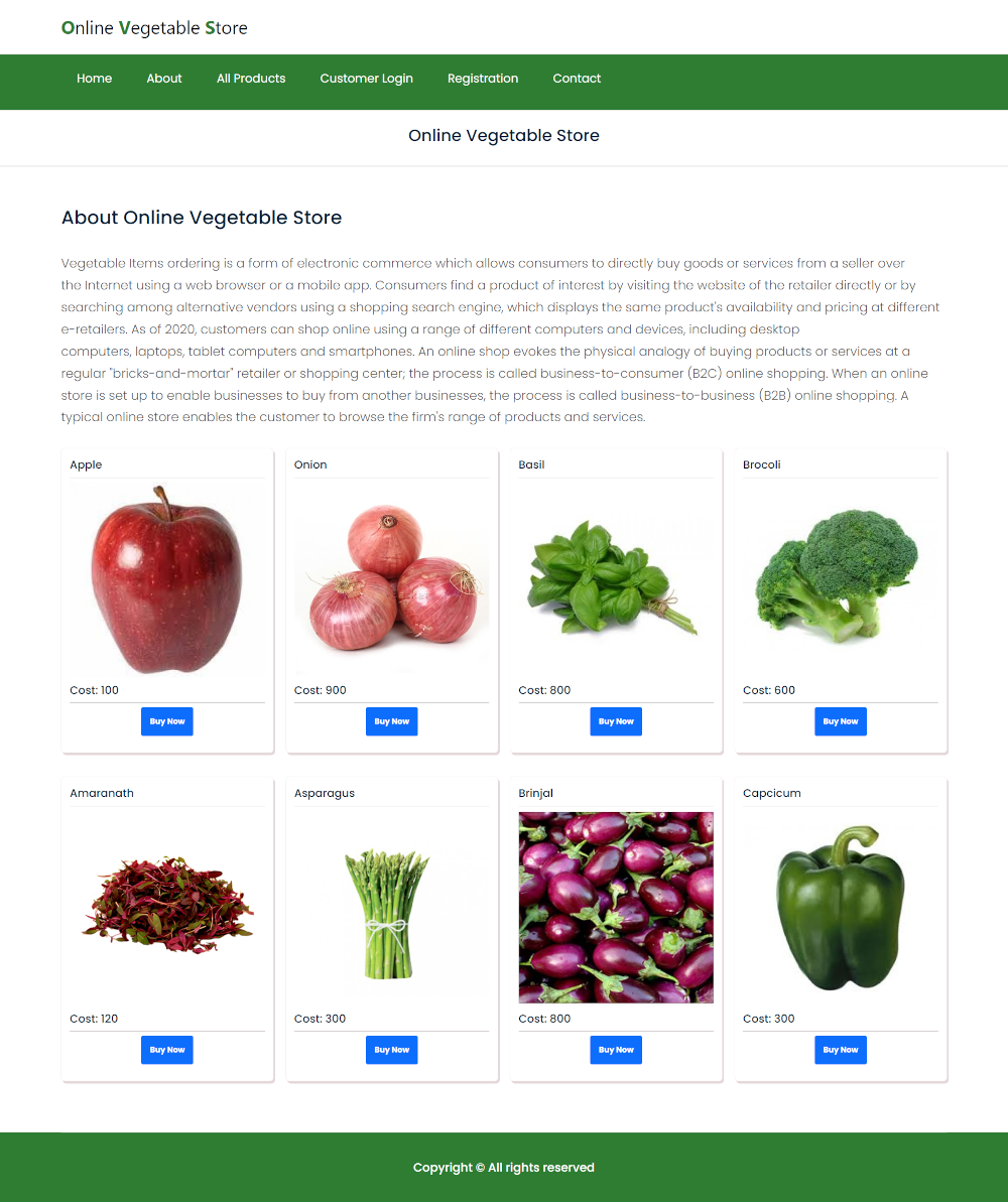 Online Vegetable Store- Java Spring Boot Angular Eureka Project