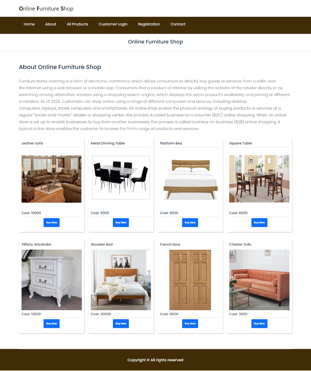 Online Furniture Shop- Java Spring Boot Angular Eureka Project