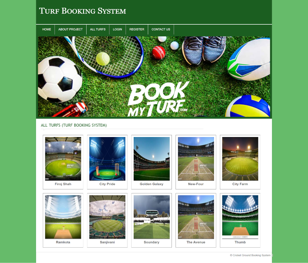 Turf Booking System- PHP Web Development Project