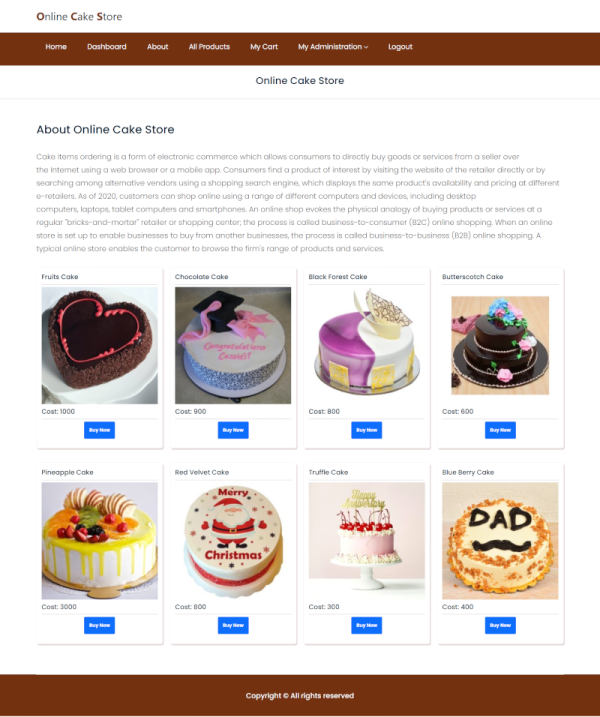 Online Cake Store Report Synopsis Source Code