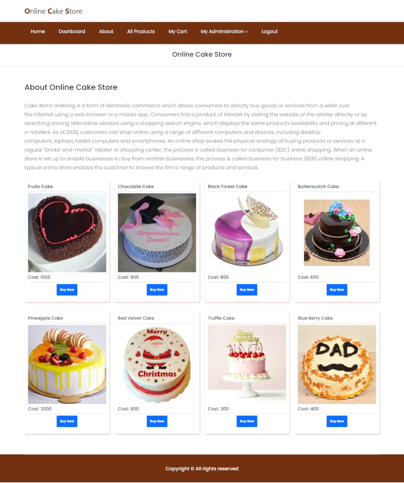 Online Cake Store- Java Spring Boot Angular Eureka Project