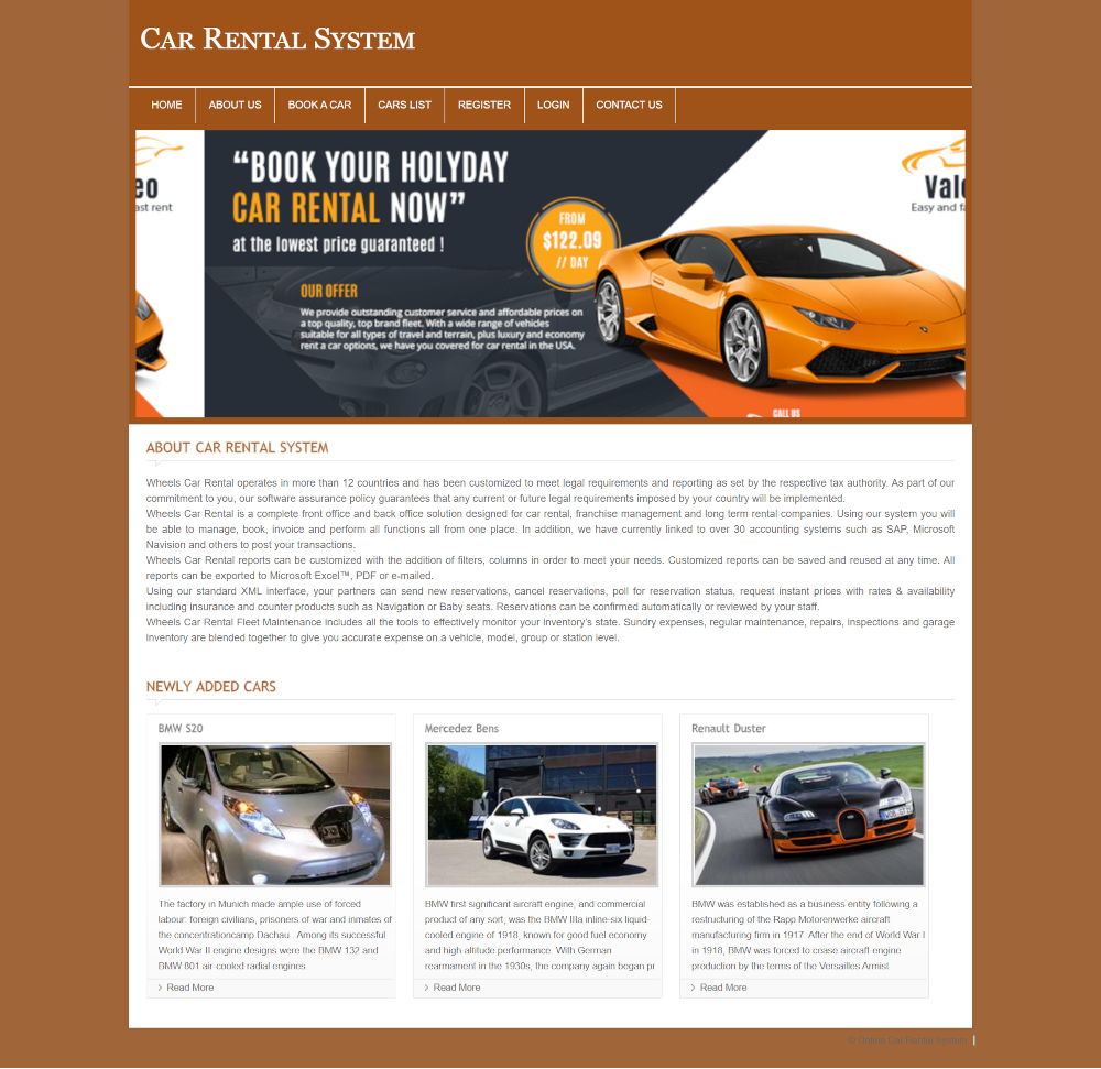 Car Rental System- PHP Web Development Project