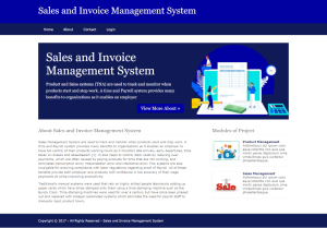 Sales and Invoice Management System Report Synopsis Source Code