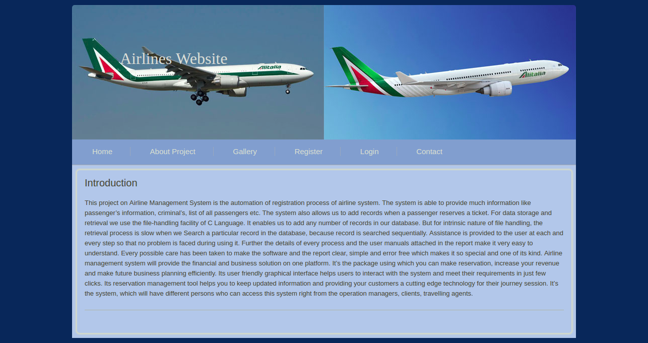 Airlines Website