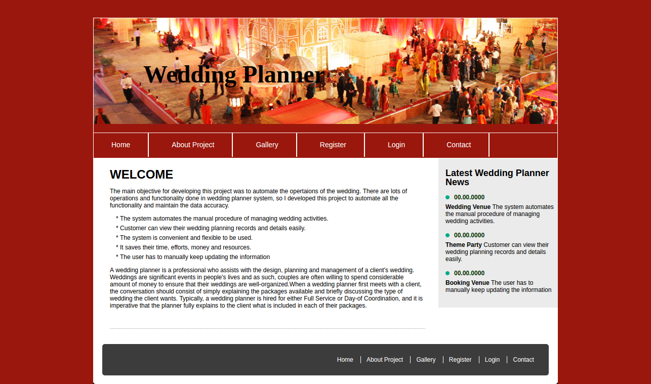 Wedding Planner Website