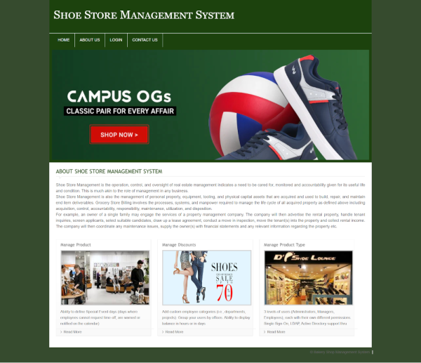 Shoe Store Management System Report Synopsis Source Code