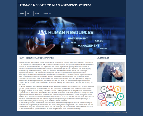 Human Resource Management System Report Synopsis Source Code