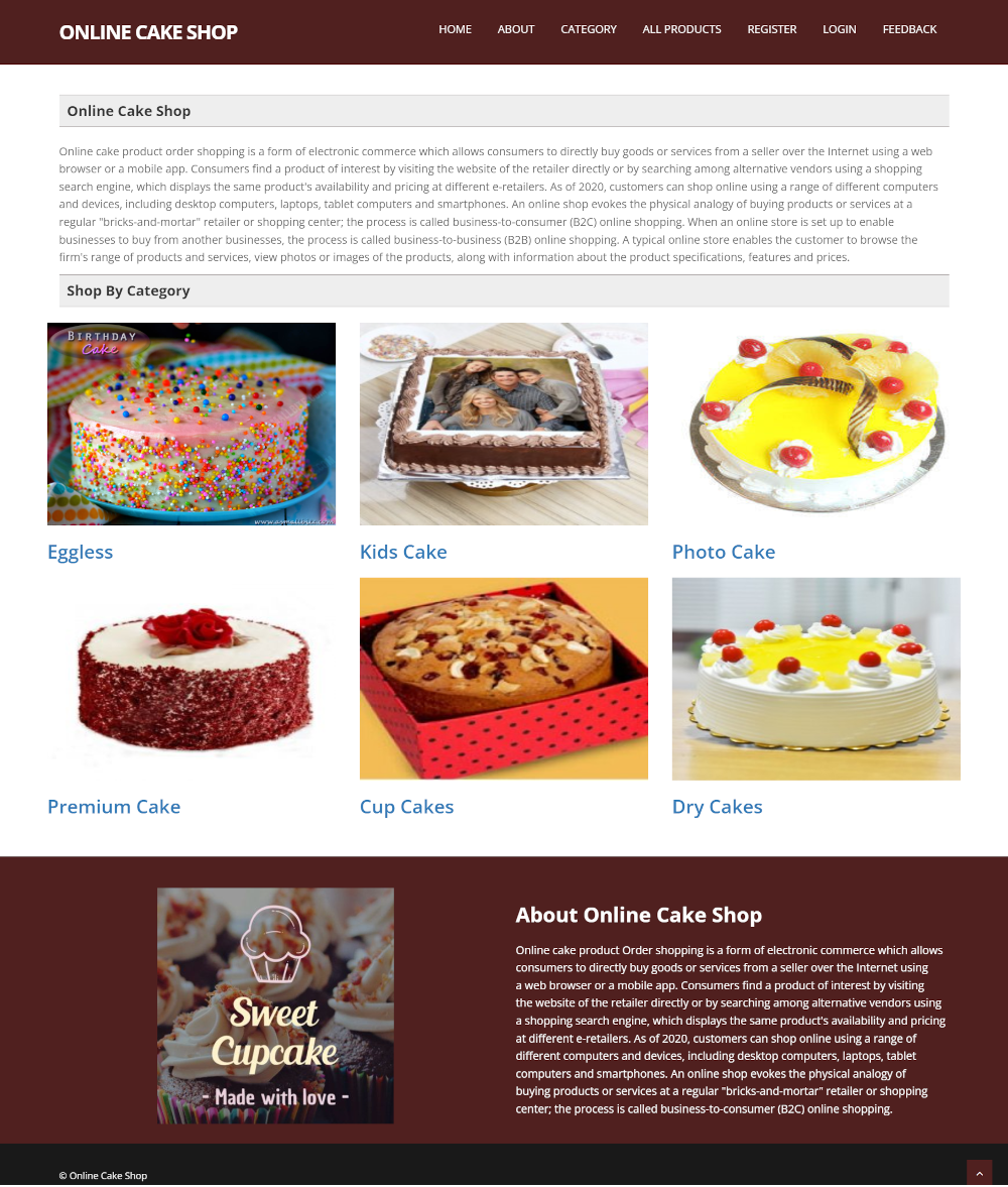 Online Cake Shop- Java Spring Boot ReactJS Project