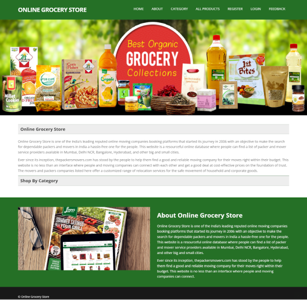 Online Grocery Store Report Synopsis Source Code