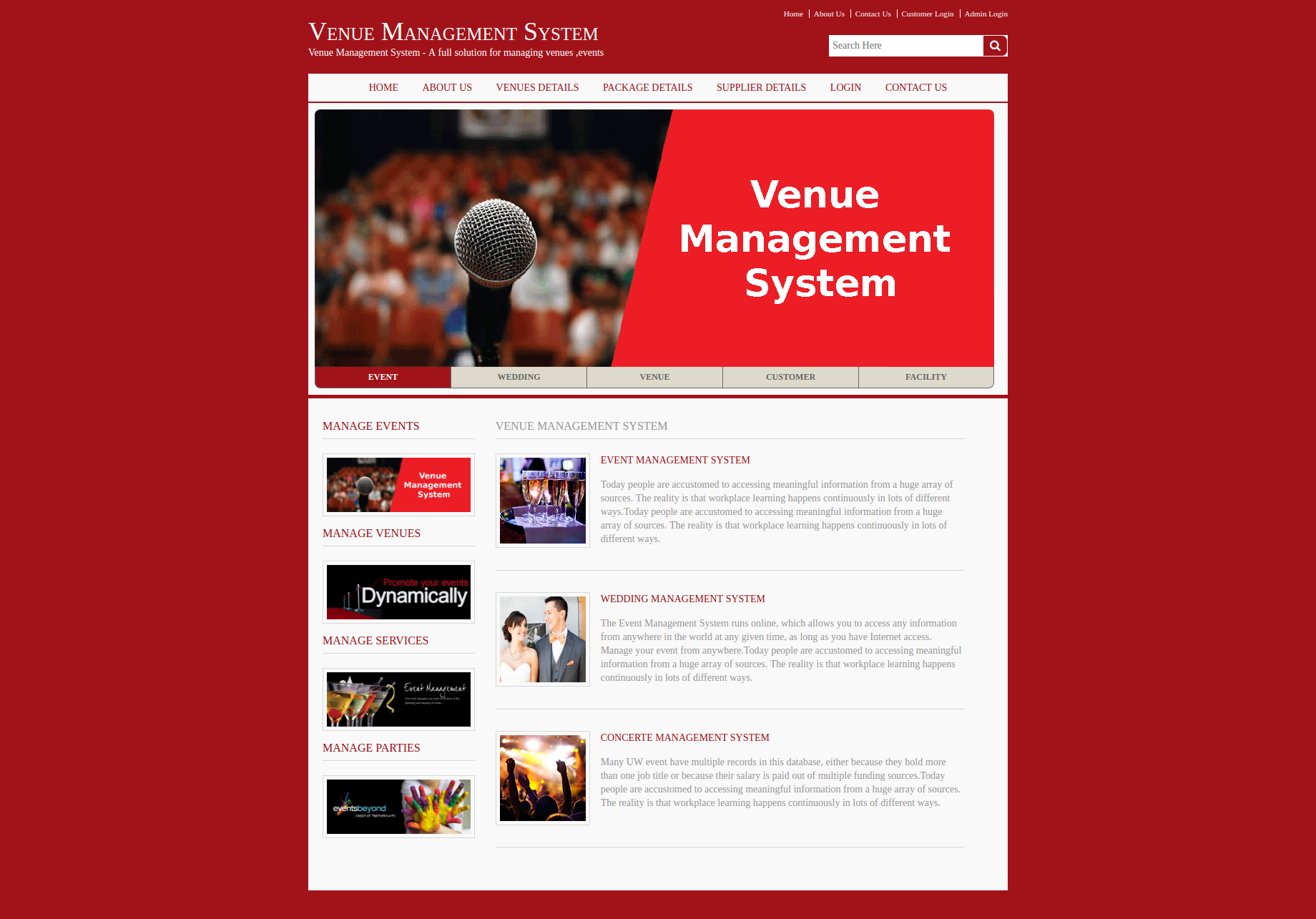 Venue Management System- Java NetBeans MySQL Project