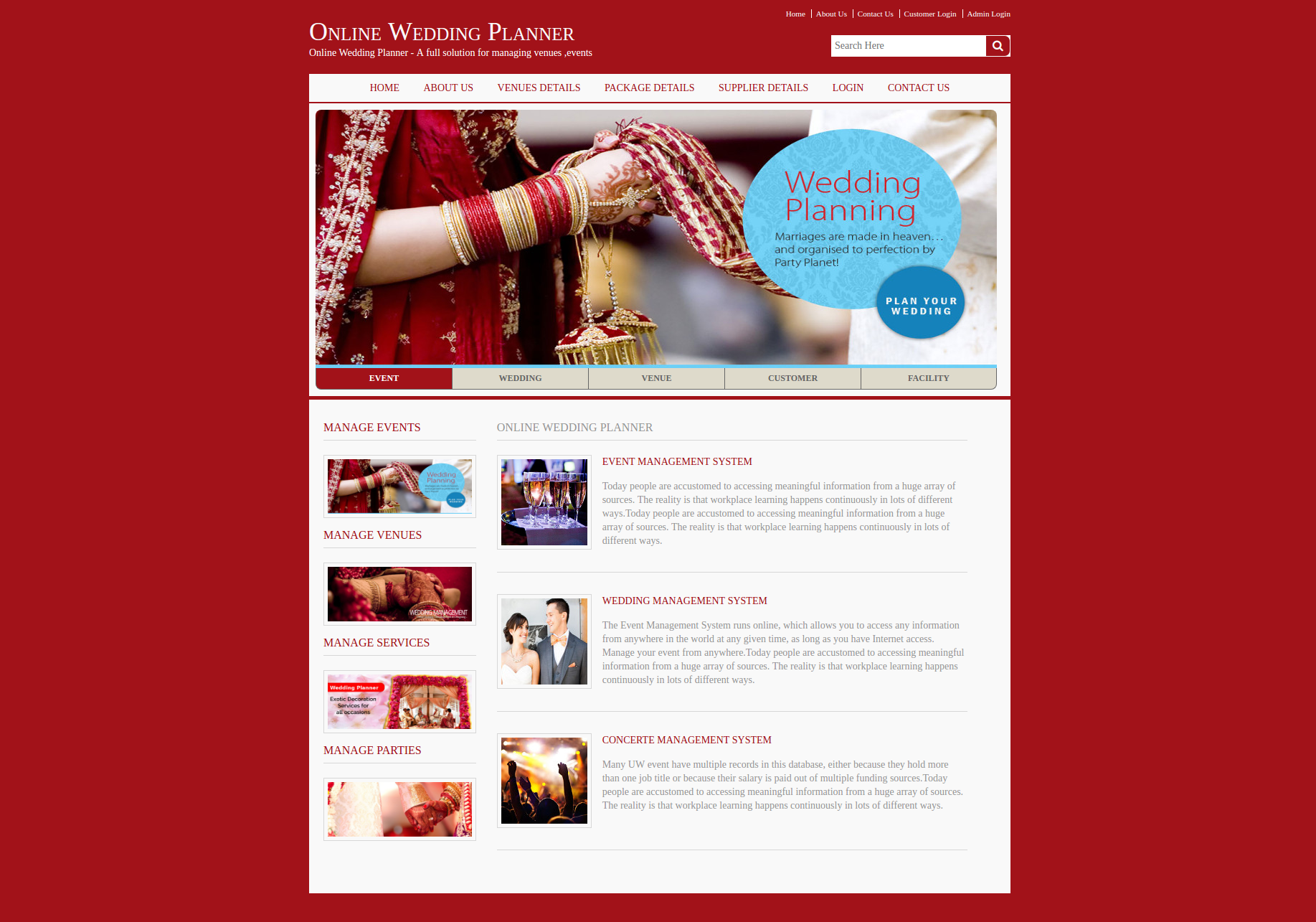 Online Wedding Planner- Java NetBeans MySQL Project