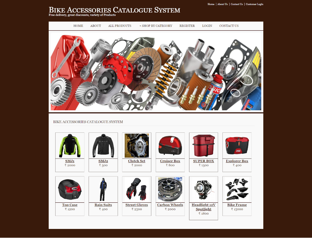 Bike Accessories Portal- Java NetBeans MySQL Project