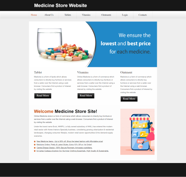 Medicine Store Website Report Synopsis Source Code