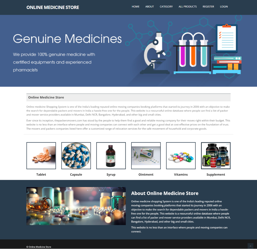 Online Medicine Store- NodeJS ReactJS Project