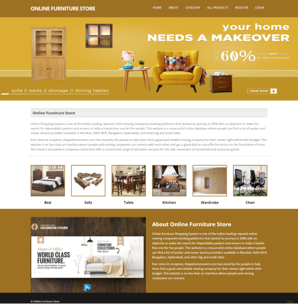 Online Furniture Store Report Synopsis Source Code