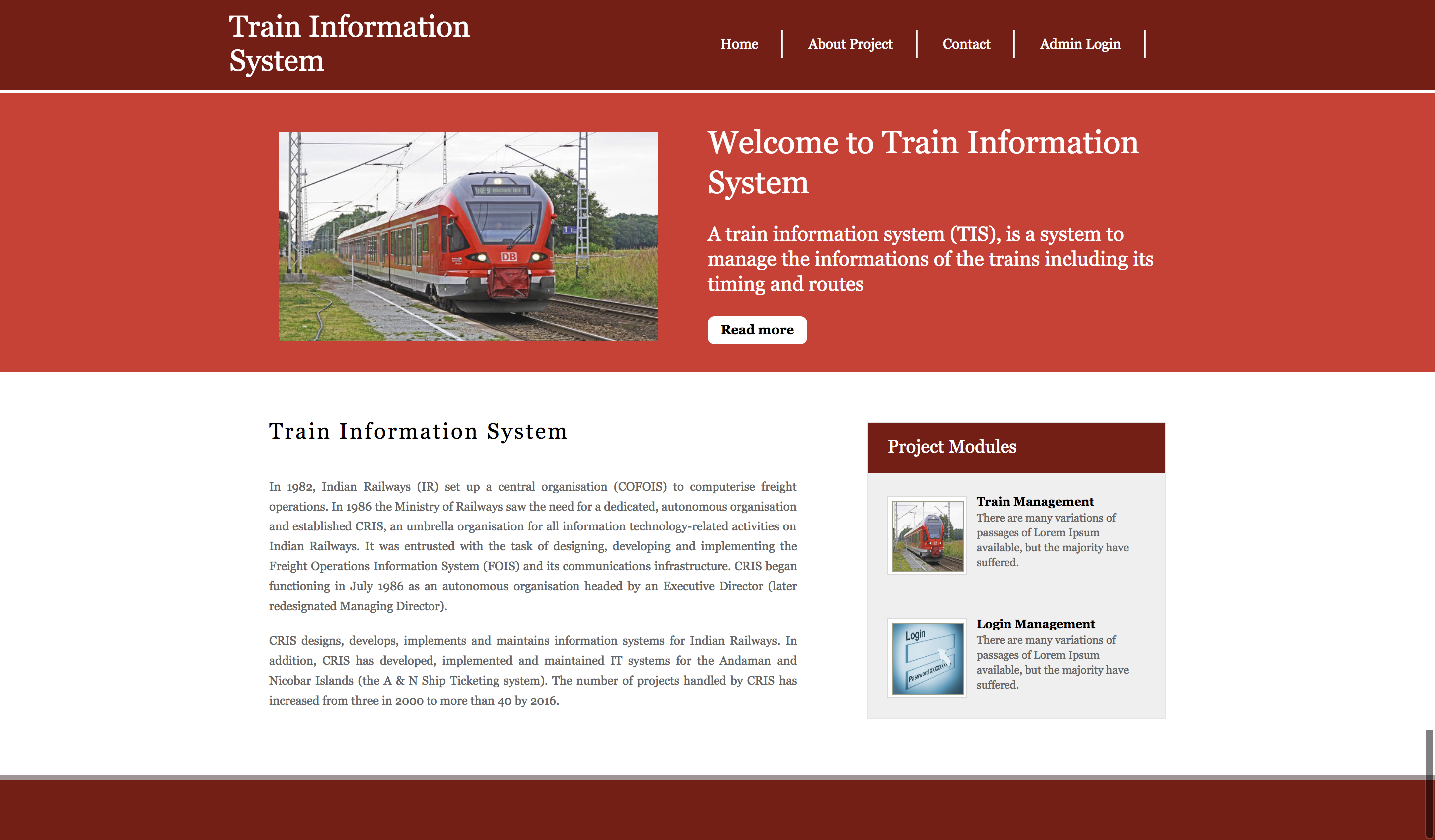 Train Information System- Python Django Project