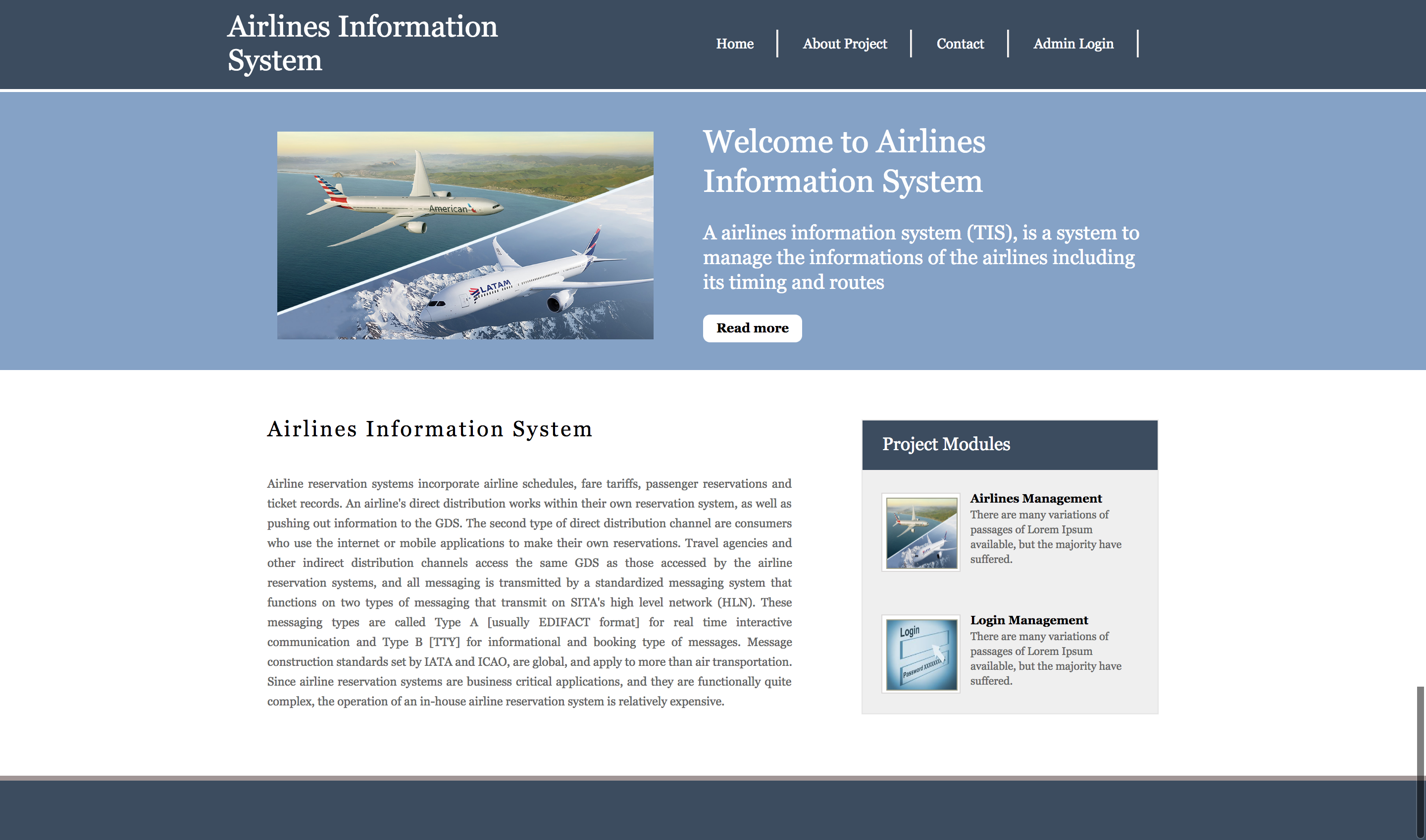 Airlines Information System- Python Django Project