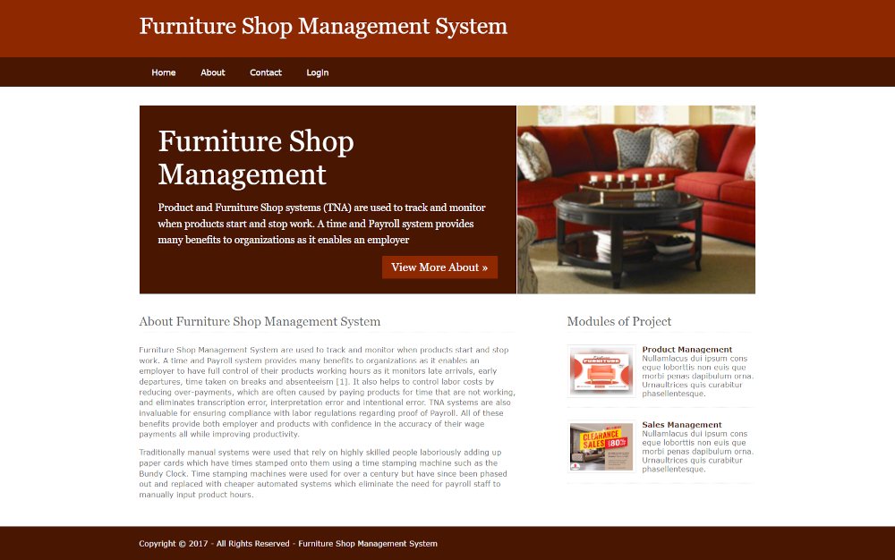 Furniture Shop Management System- Python Django Project