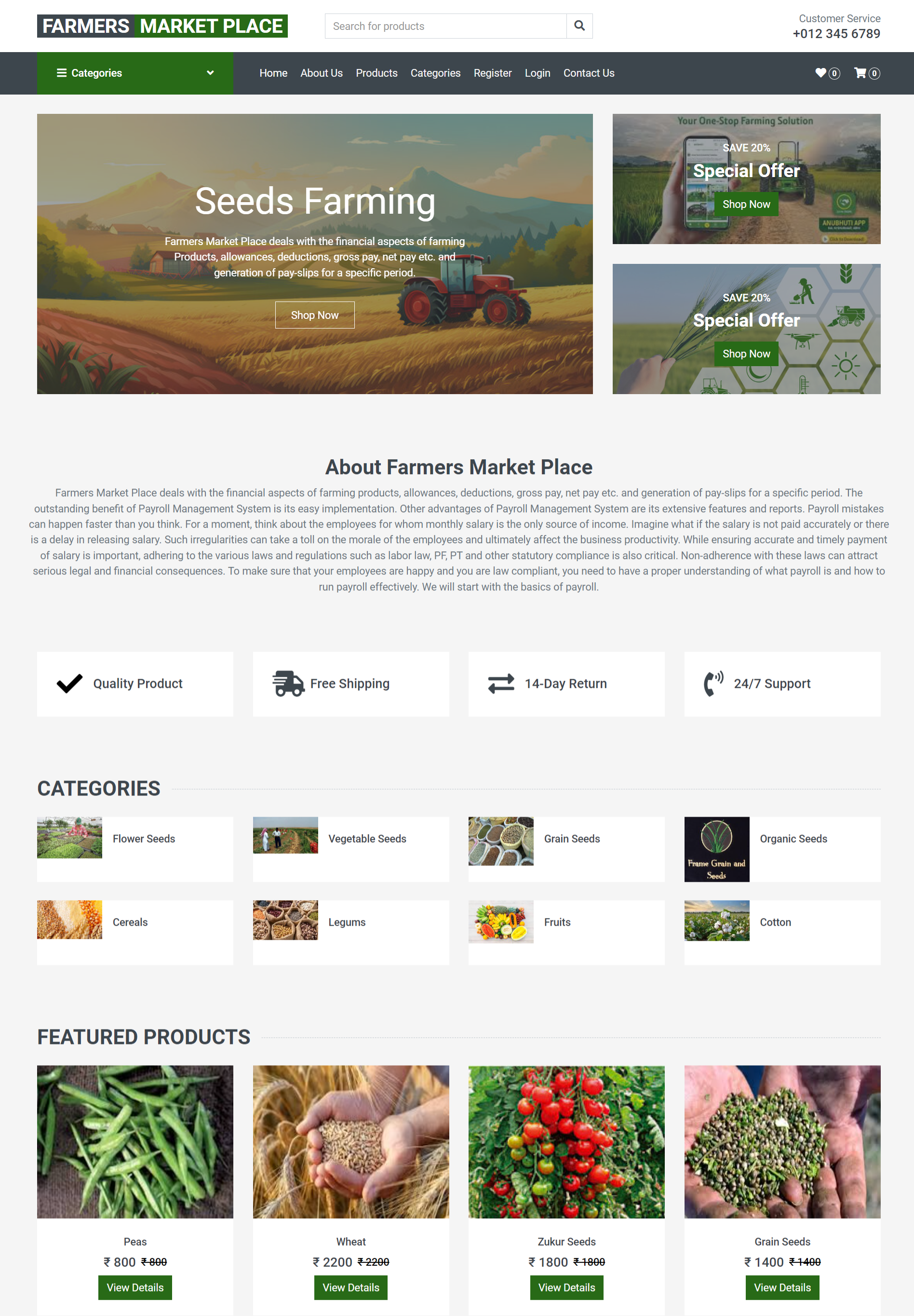 Farmers Market Place- PHP Web Development Project