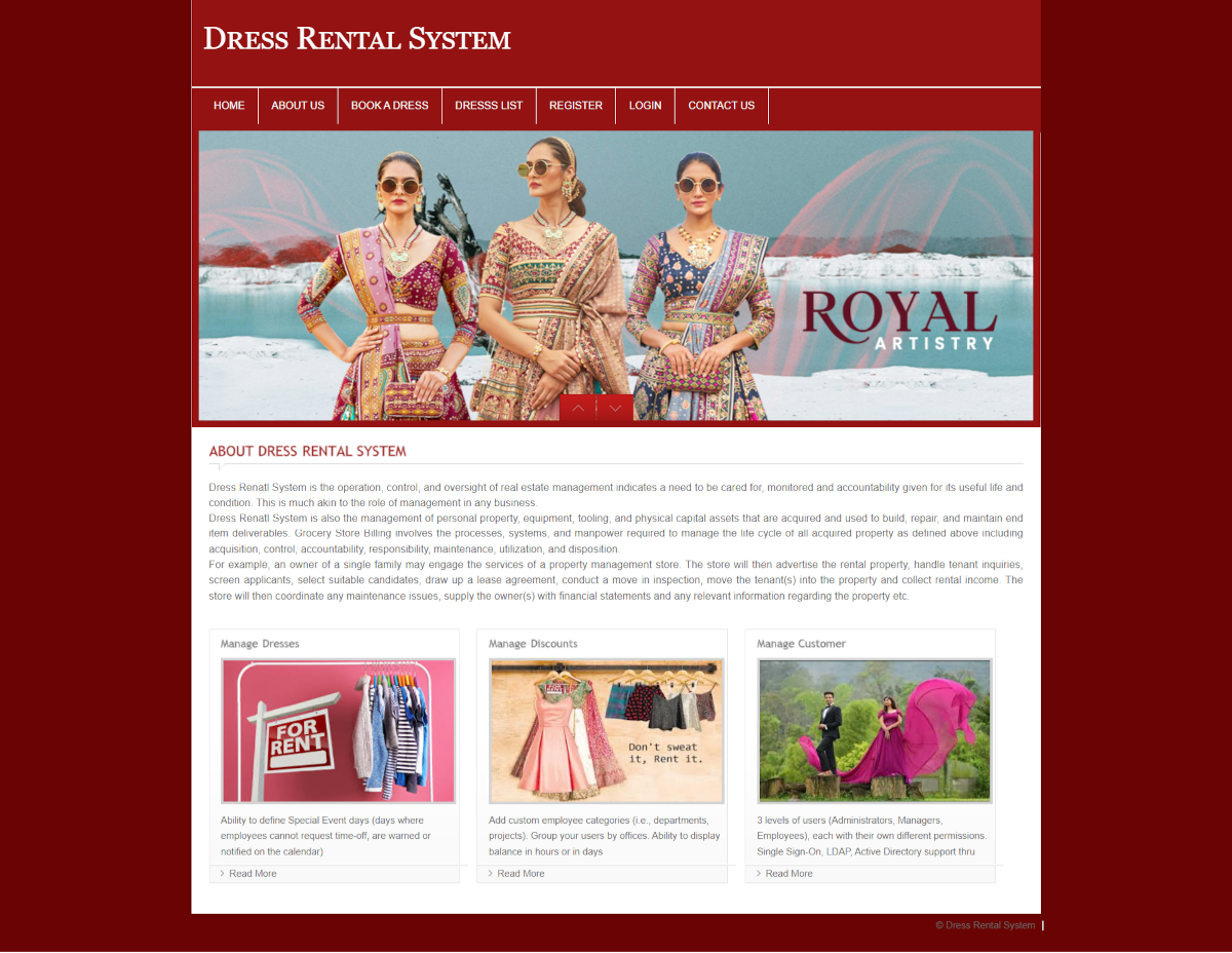 Dress Rental System- PHP Web Development Project