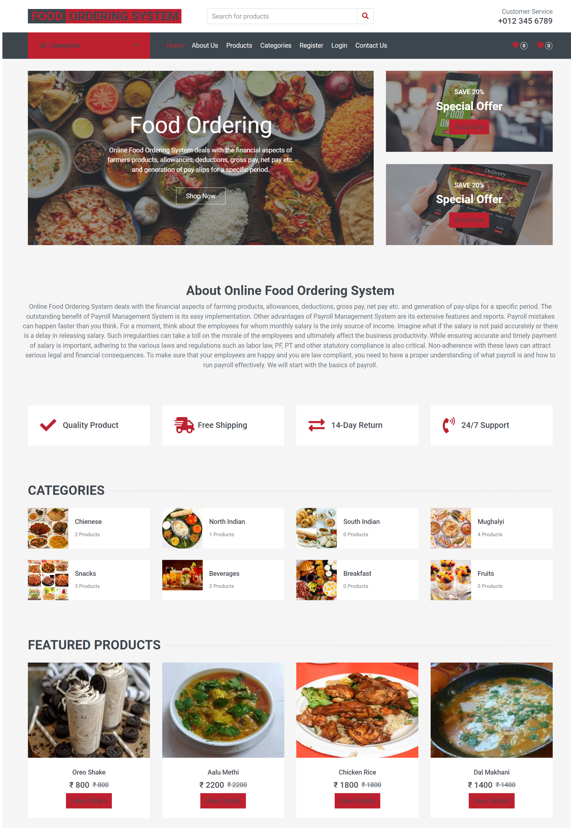 Online Food Ordering System- PHP Web Development Project