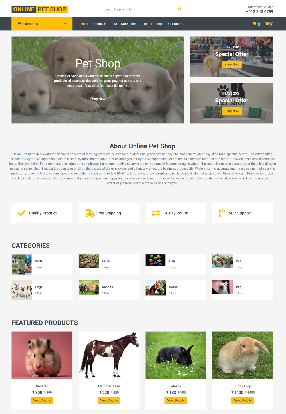 Online Pet Shop- PHP MySQL Web Development Project