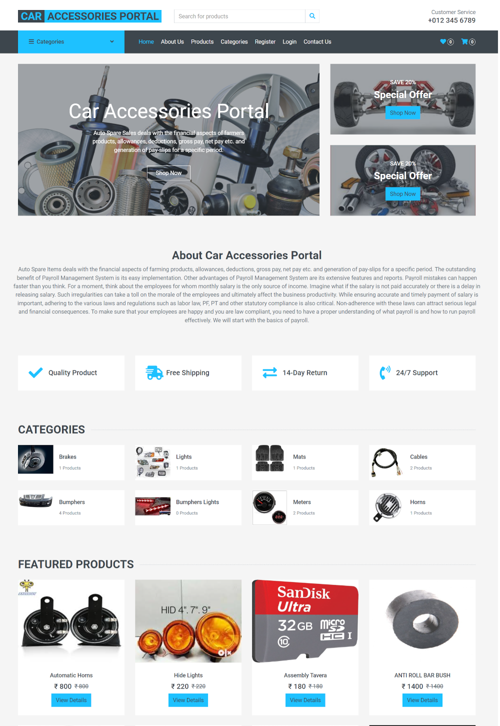 Car Accessories Portal - PHP MySQL Web Development Project